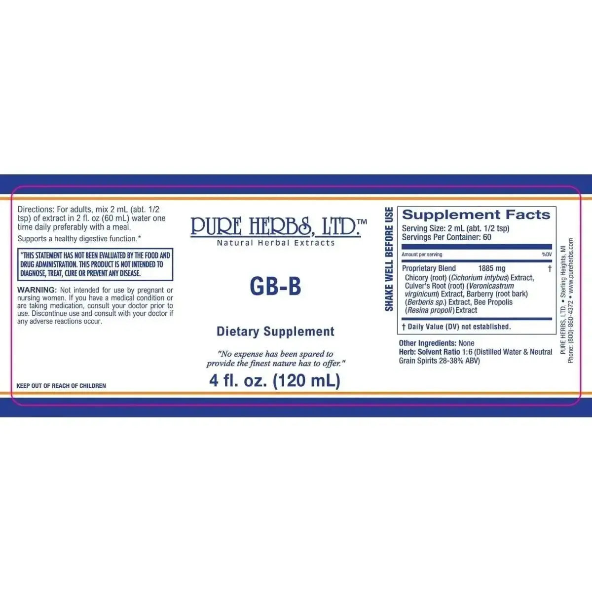 GB - B [Reformulated] (Barberry, Bee Propolis, Chicory, Culver's Root) - Futures ETC Tincture