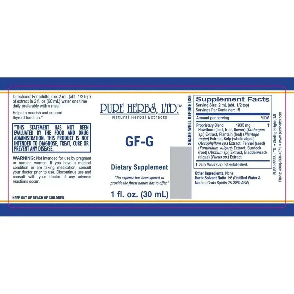 GF - G (Bladderwrack, Burdock, Fennel, Hawthorn, Kelp, Plantain) - Futures ETC Tincture