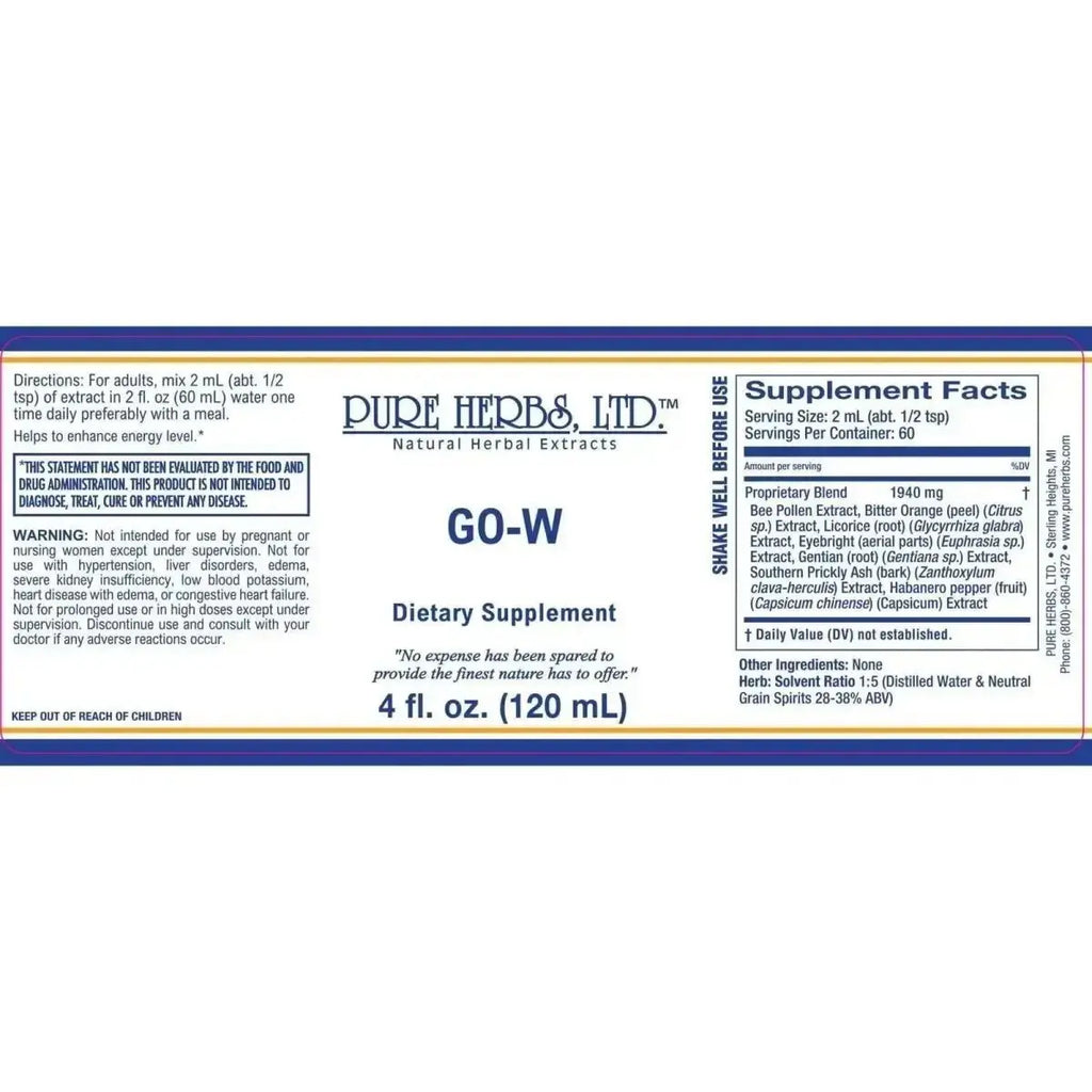 GO - W (Bee Pollen, Bitter Orange, Capsicum, Eyebright, Gentian, Licorice Root, Southern Prickly Ash) - Futures ETC Tincture