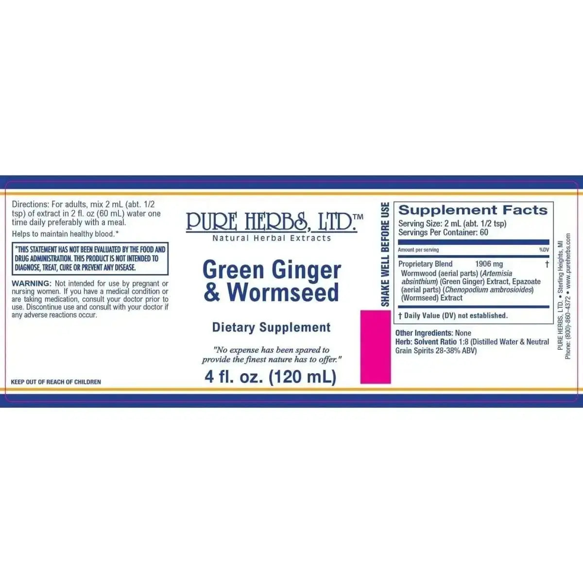 Green Ginger & Wormseed, Tincture, Futures ETC