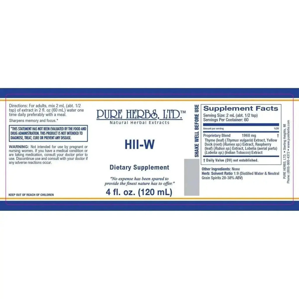 HII - W (Indian Tobacco, Red Raspberry Leaf, Thyme, Yellow Dock) - Futures ETC Tincture