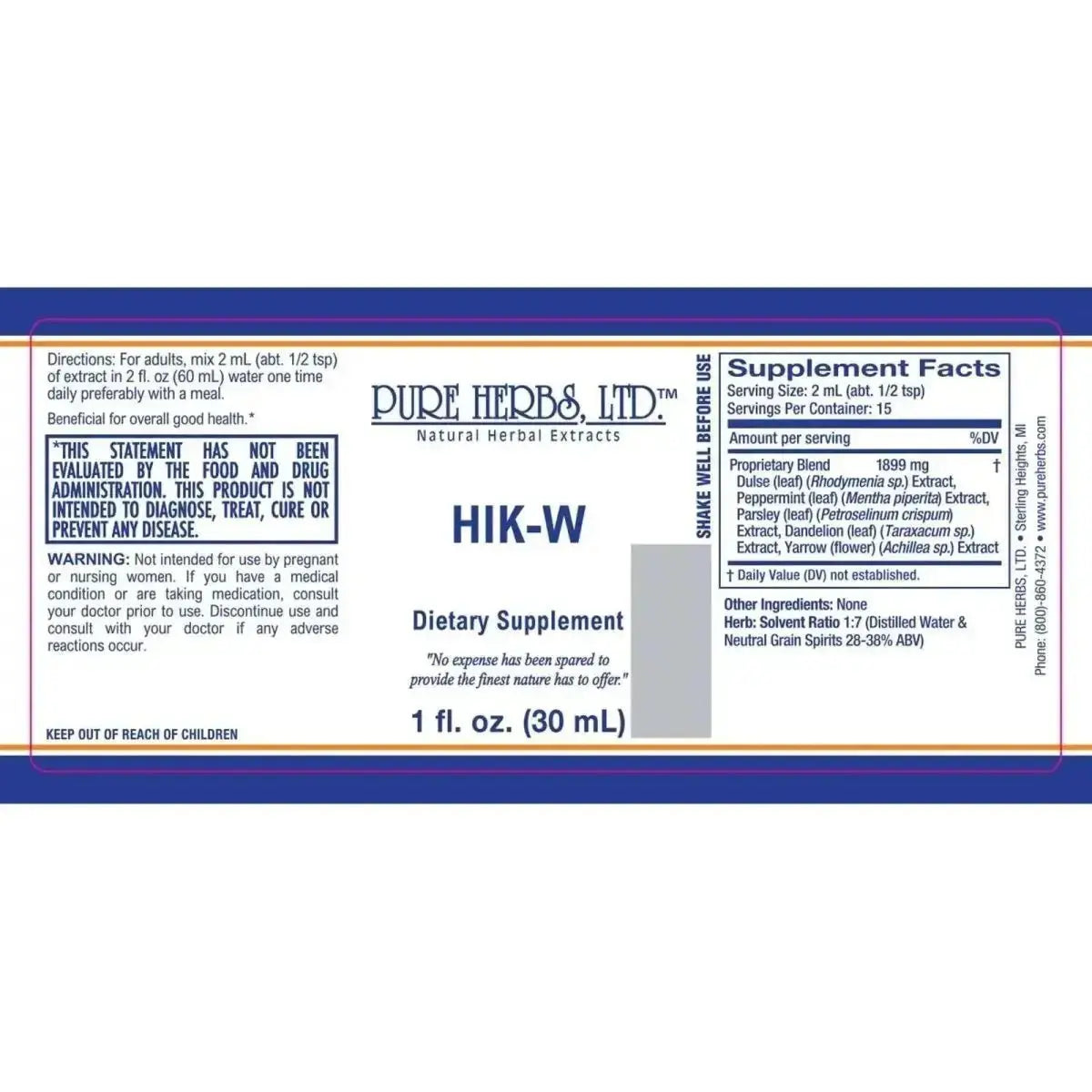 HIK - W (Dandelion Leaf, Dulse, Parsley, Peppermint Leaf, Yarrow) - Futures ETC Tincture