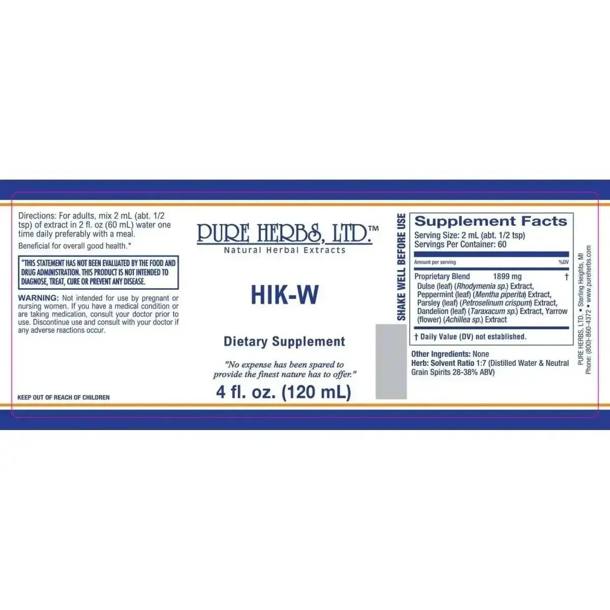 HIK - W (Dandelion Leaf, Dulse, Parsley, Peppermint Leaf, Yarrow) - Futures ETC Tincture
