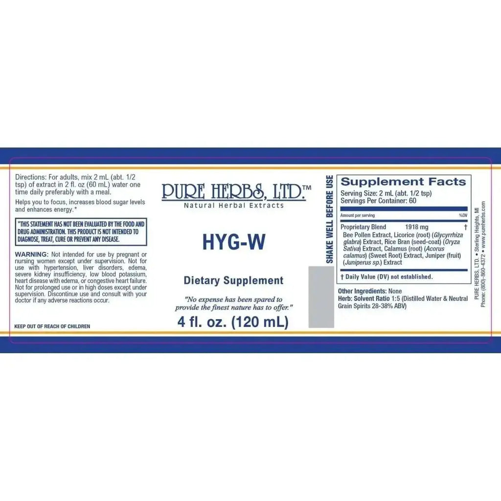 HYG - W (Bee Pollen, Juniper Berries, Licorice Root, Rice Bran, Sweet Root) - Futures ETC Tincture