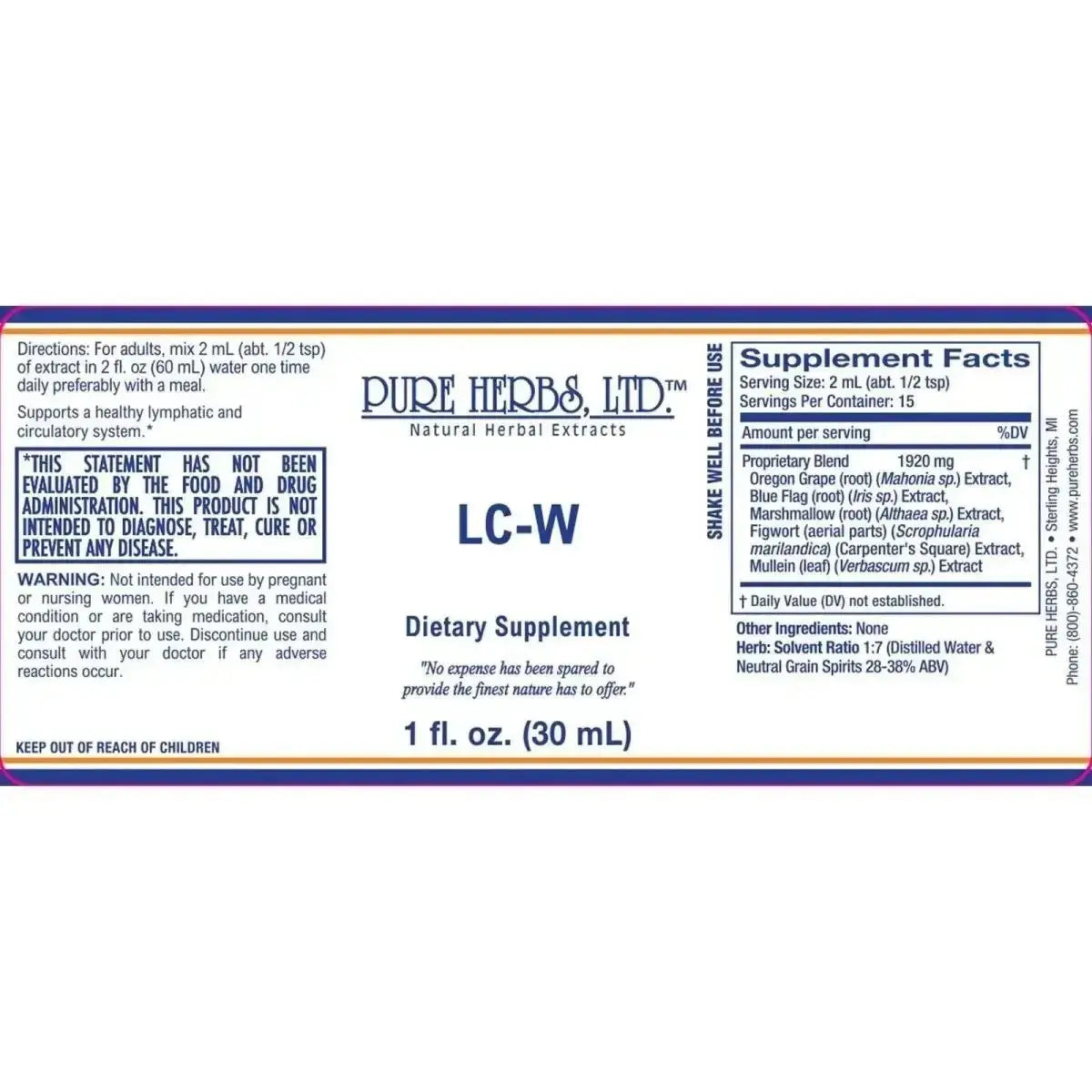 LC - W (Blue Flag, Carpenter's Square, Marshmallow, Mullein Leaf, Oregon Grape) - Futures ETC Tincture