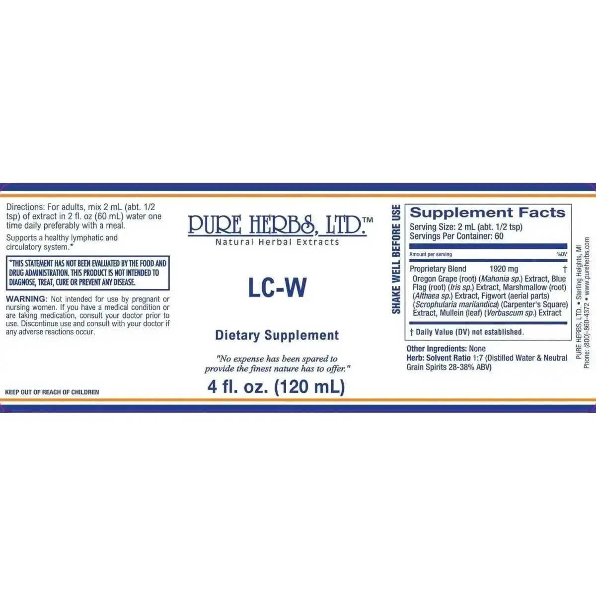 LC - W (Blue Flag, Carpenter's Square, Marshmallow, Mullein Leaf, Oregon Grape) - Futures ETC Tincture