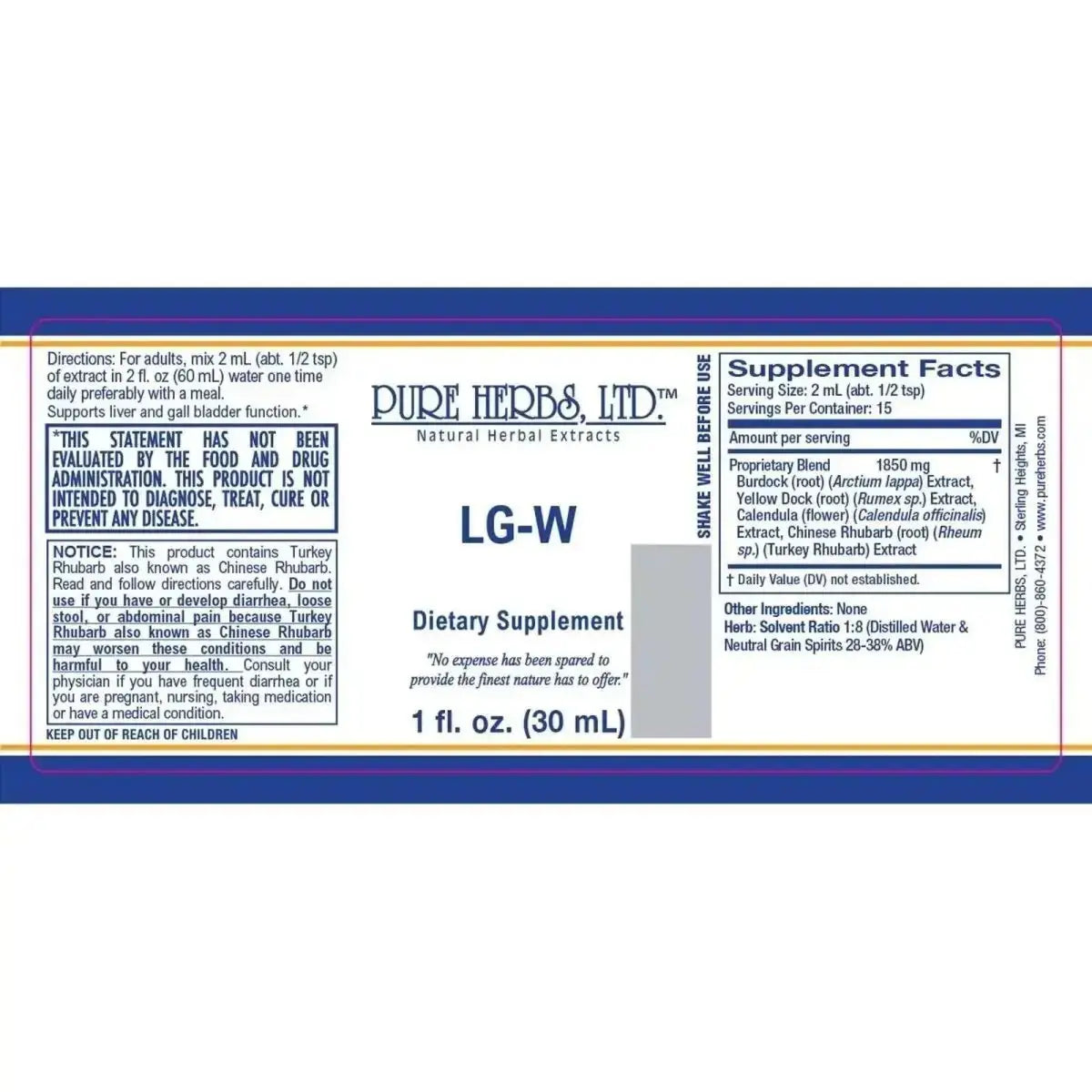 LG - W (Burdock, Calendula, Turkey Rhubarb, Yellow Dock) - Futures ETC Tincture