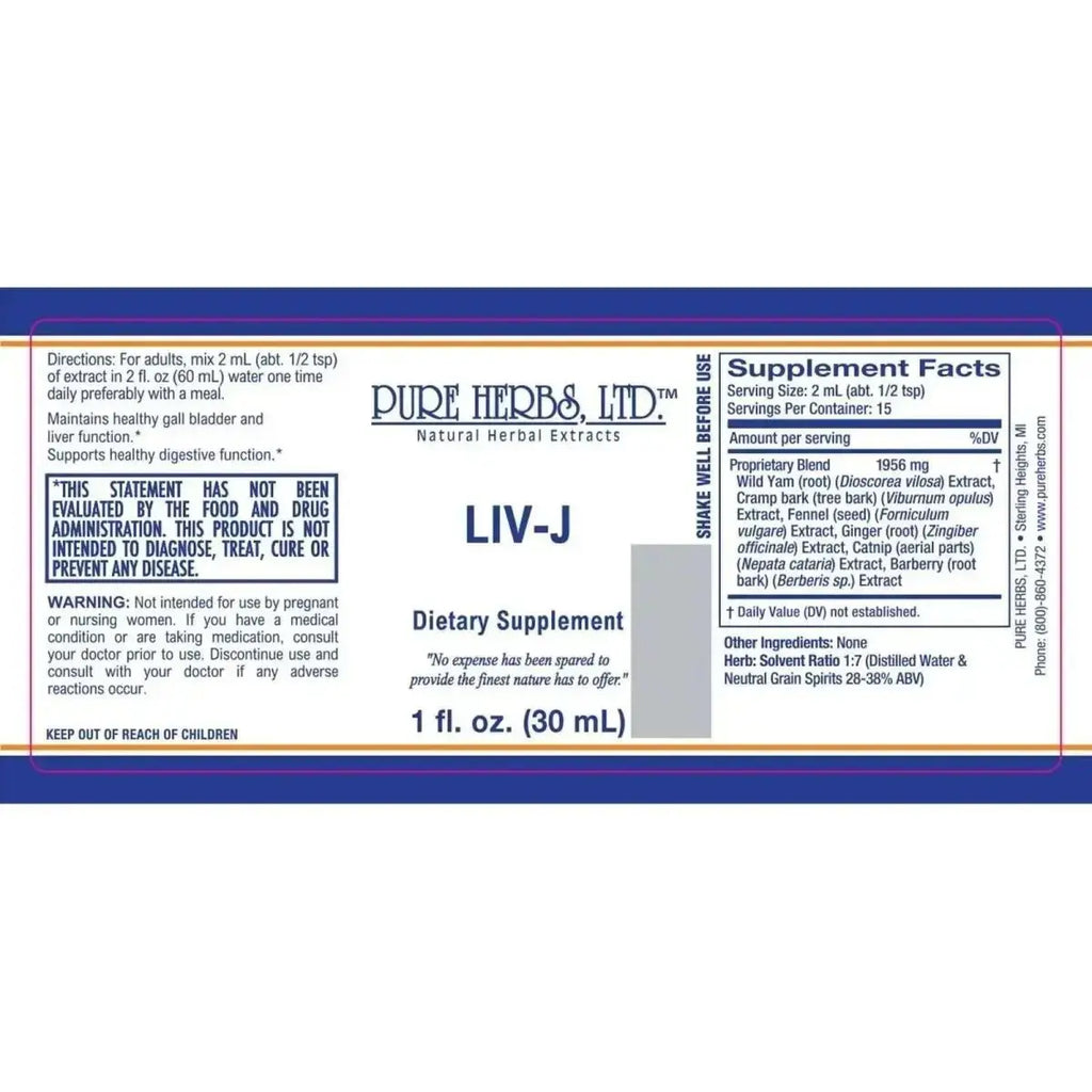 LIV - J (Barberry, Catnip, Crampbark, Fennel, Ginger, Wild Yam) - Futures ETC Tincture