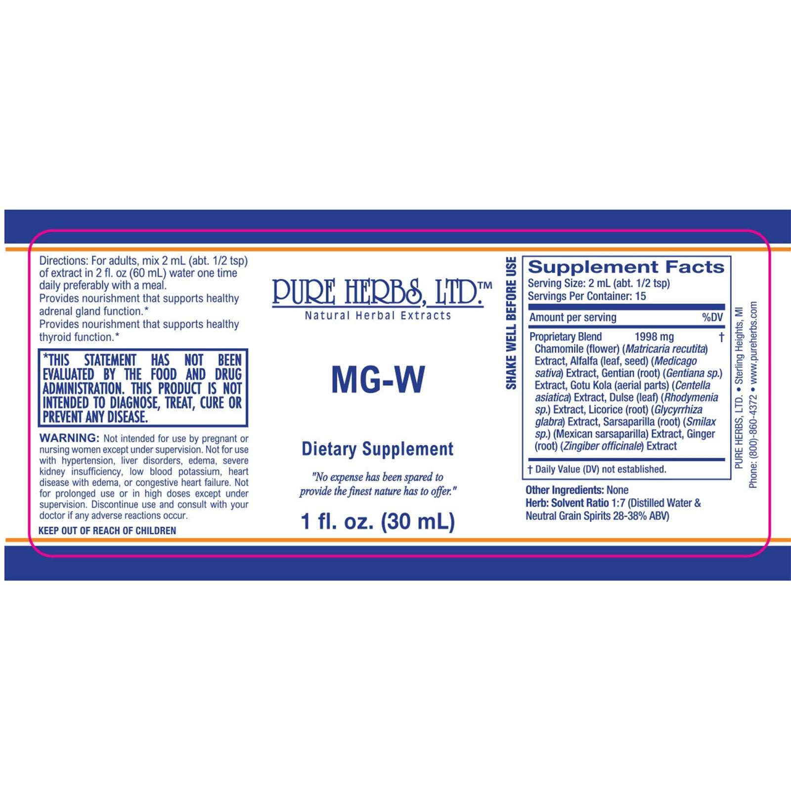 (Alfalfa, Chamomile, Dulse, Gentian, Ginger, Gotu Kola, Licorice Root, Sarsaparilla), Provides nourishment that supports healthy adrenal gland and thyroid function.