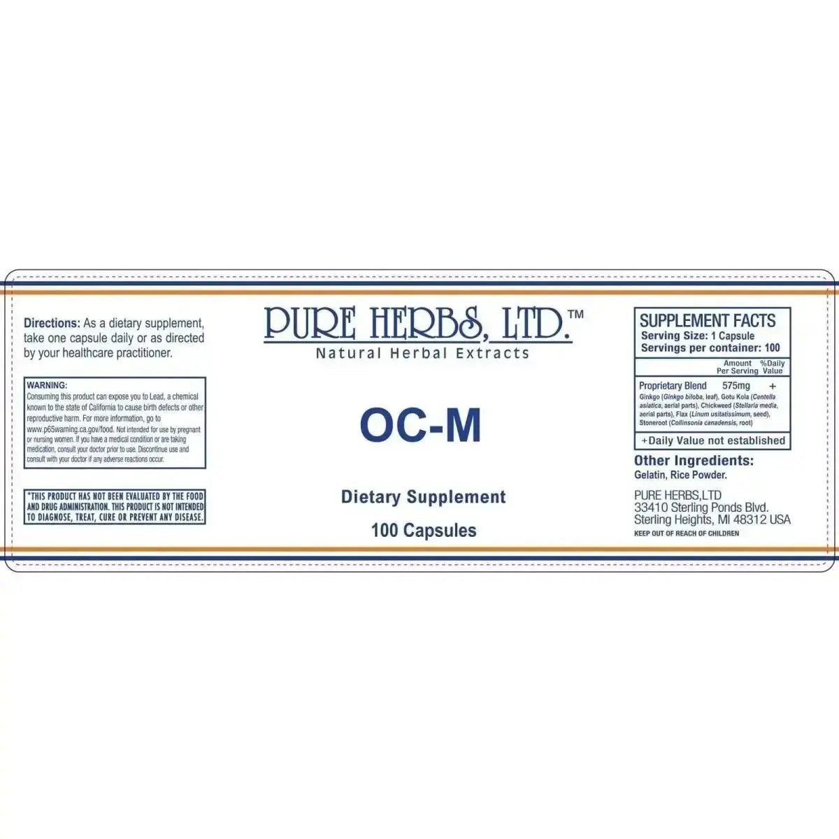 OC - M (Chickweed, Flax, Ginkgo, Gotu Kola, Stone Root) - Futures ETC Tincture