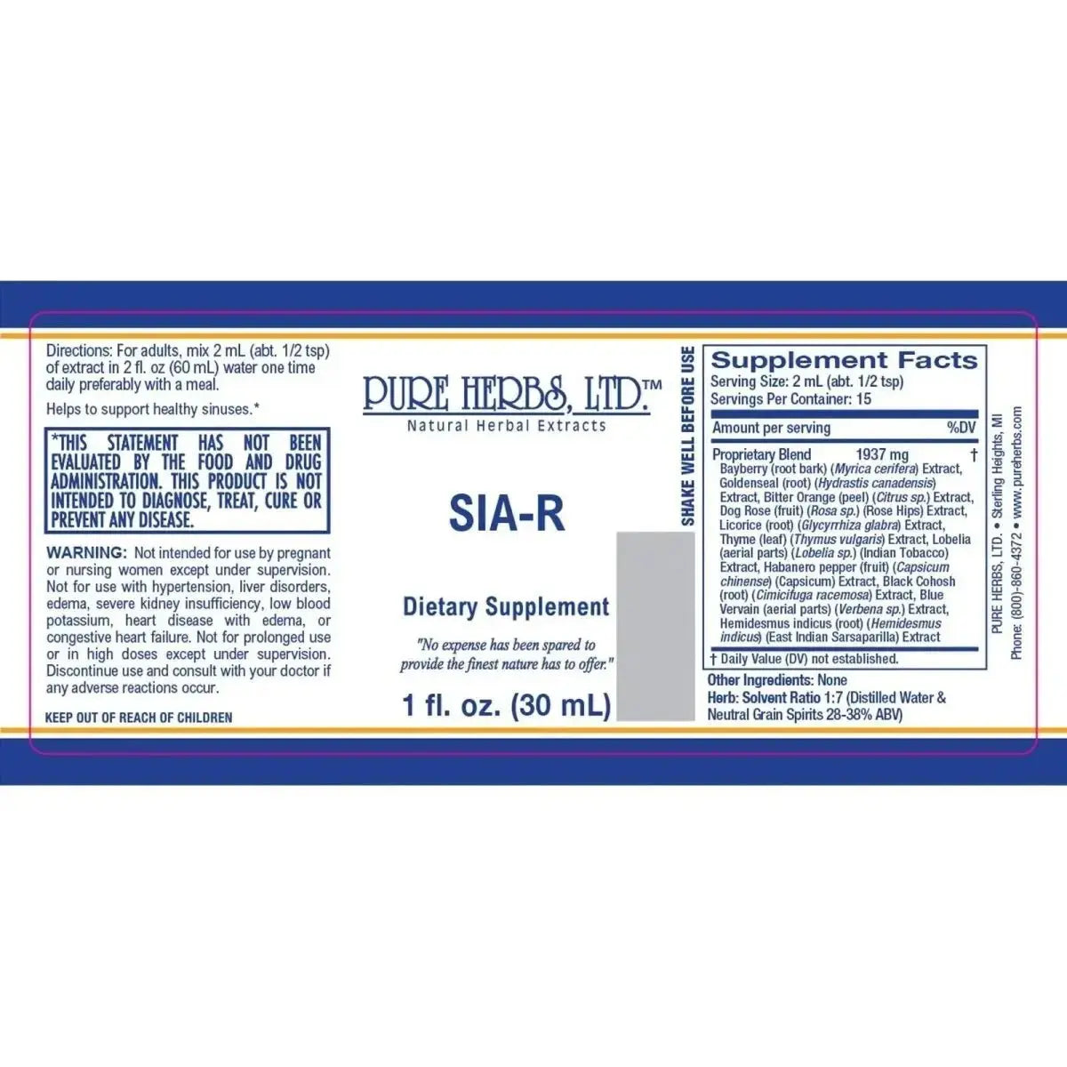 SIA - R w/ Black Cohosh, Golden Seal + More | Herbal Blend - Futures ETC Tincture