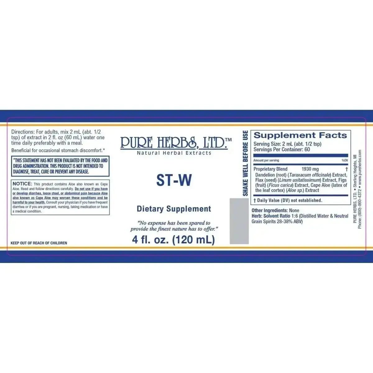ST - W (Aloe, Dandelion Root, Figs, Flax) - Futures ETC Tincture