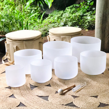 Ensemble de 7 bols thérapeutiques sonores blancs