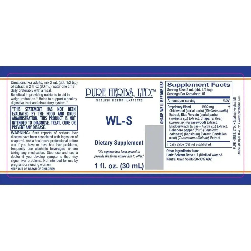 WL - S (Bladderwrack, Blue Vervain, Capsicum, Chickweed, Dandelion Root, Greasewood) - Futures ETC Tincture