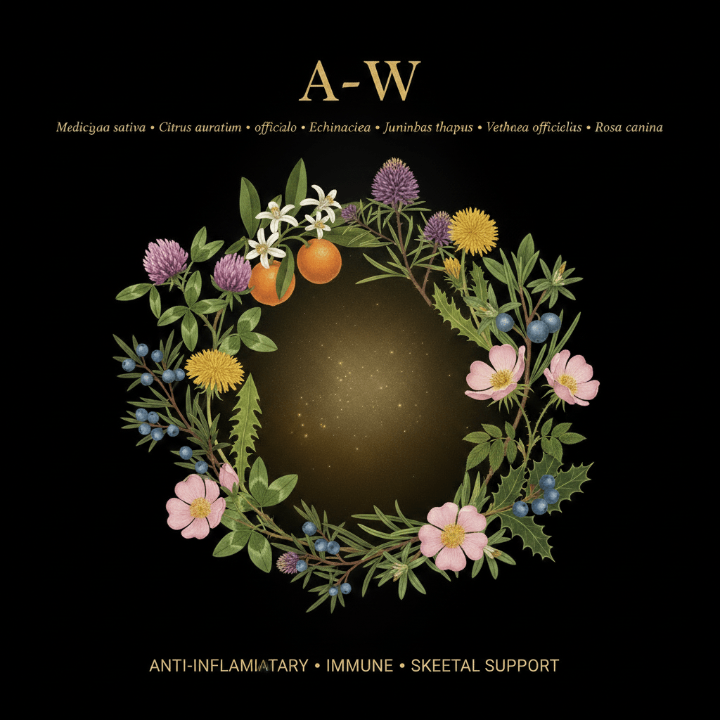 A-W Herbal Blend – Anti-Inflammatory, Immune & Skeletal Support | 9-Herb Formula, Tincture, Futures ETC