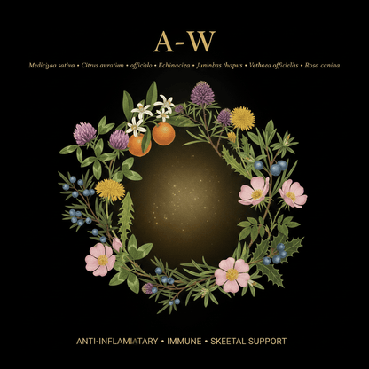A-W Herbal Blend – Anti-Inflammatory, Immune & Skeletal Support | 9-Herb Formula, Tincture, Futures ETC