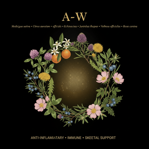 A-W Herbal Blend – Anti-Inflammatory, Immune & Skeletal Support | 9-Herb Formula, Tincture, Futures ETC