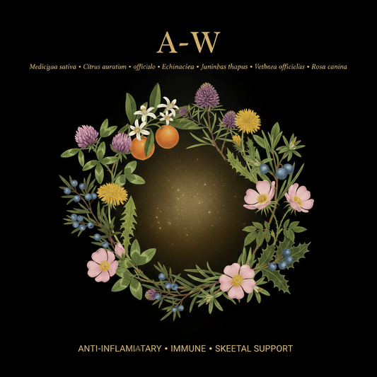 A-W Herbal Blend – Anti-Inflammatory, Immune & Skeletal Support | 9-Herb Formula, Tincture, Futures ETC