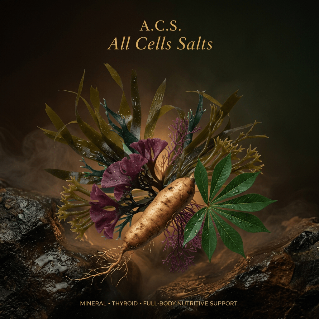 A.C.S. editorial botanical image with gold serif text