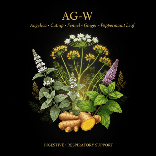 AG - W Herbal – Digestive & Respiratory Support | Angelica, Catnip, Fennel, Ginger & Peppermint Leaf, Tincture, Futures ETC