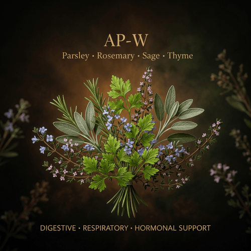 AP-W botanical editorial image with gold serif text