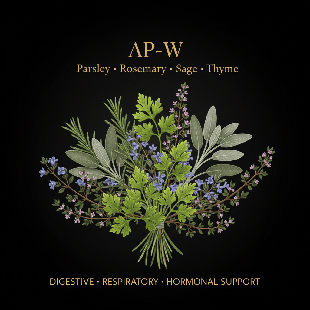 AP - W – Digestive, Respiratory & Hormonal Support | Parsley, Rosemary, Sage & Thyme, Tincture, Futures ETC