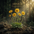 Arnica editorial image in golden highland woodland light