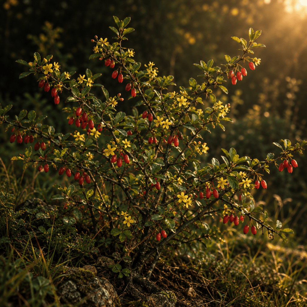 Barberry growing naturally at a woodland edge