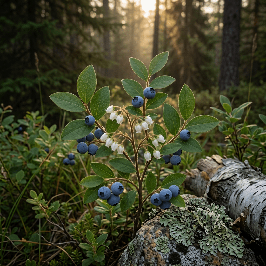 Blueberry growing in a northern woodland opening