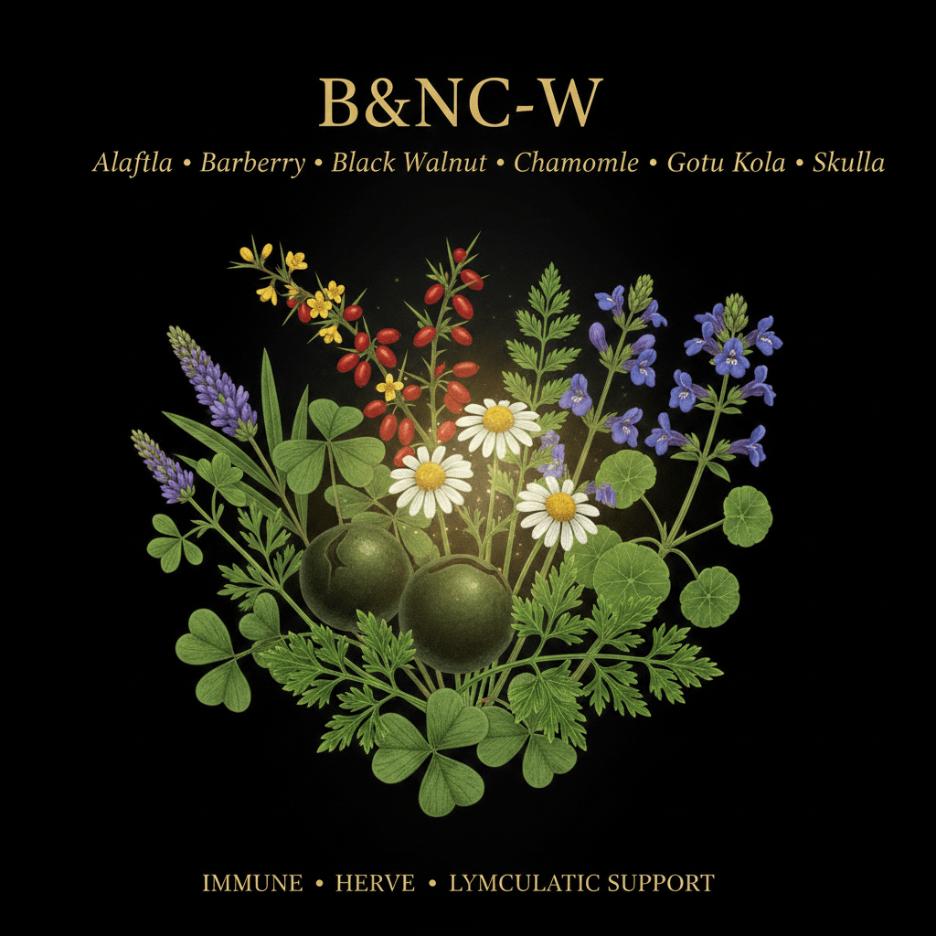 B&NC-W – Brain, Nerve & Circulation Support | Alfalfa, Barberry, Black Walnut Hulls, Chamomile, Gotu Kola, Parsley & Skullcap, Tincture, Futures ETC