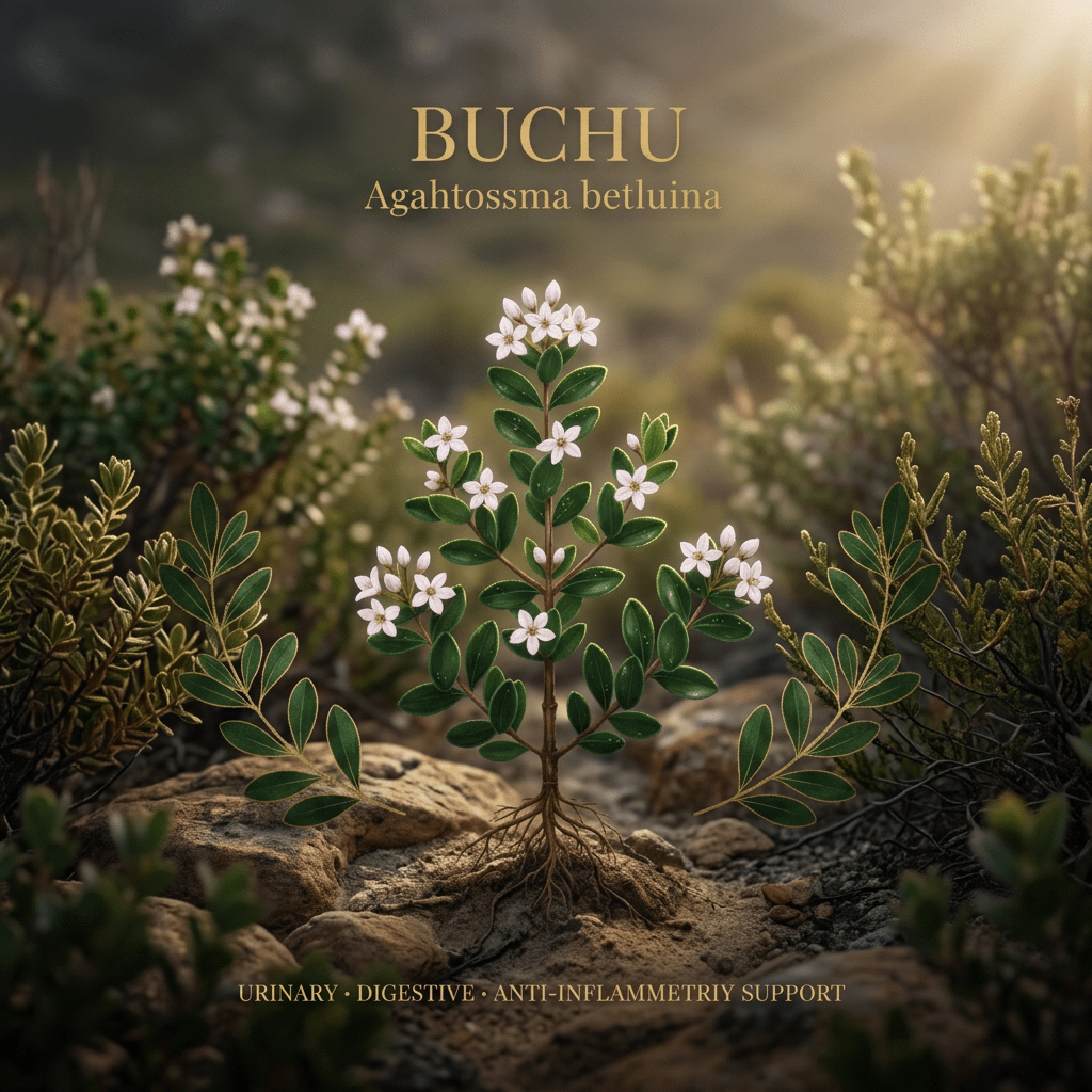 Buchu editorial image in golden fynbos light