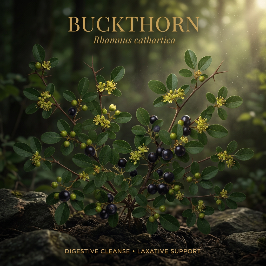 Buckthorn editorial image in golden woodland light