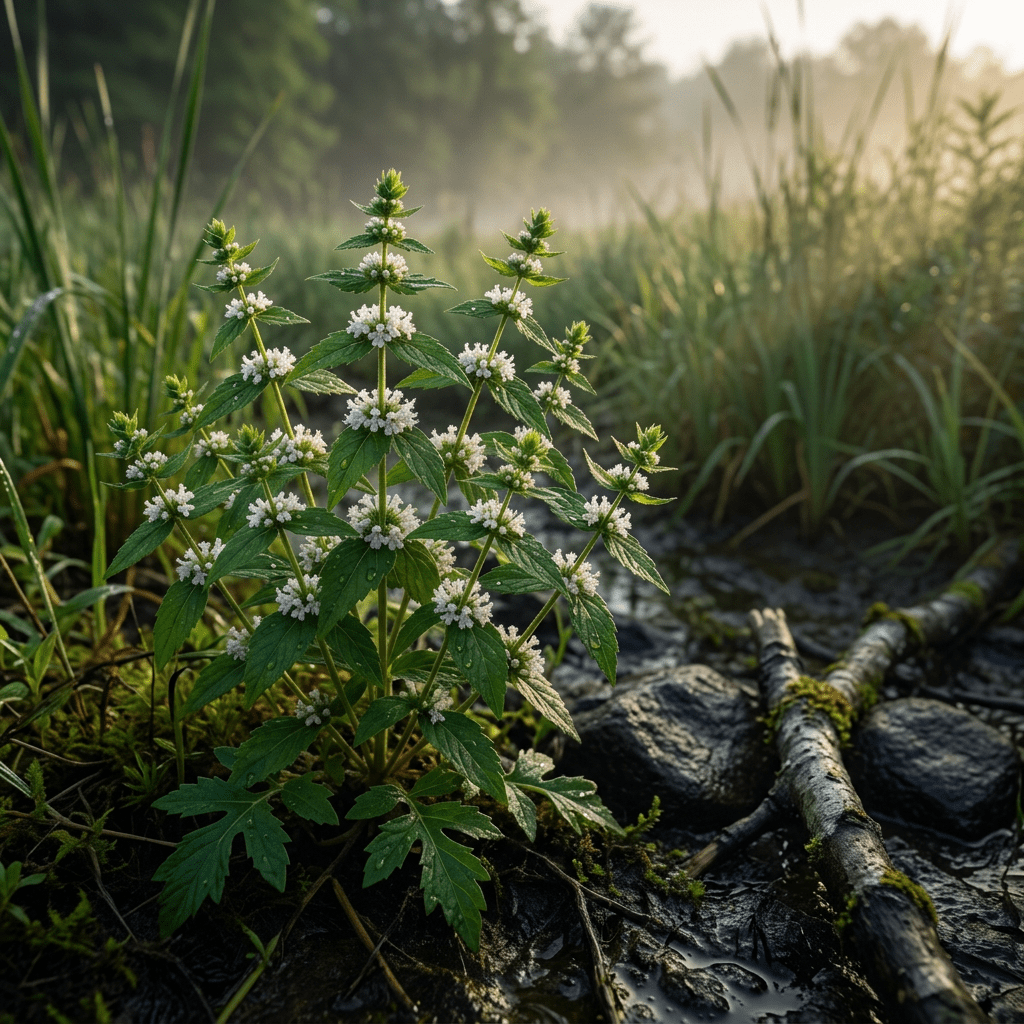 Bugleweed growing in a wet meadow hollow