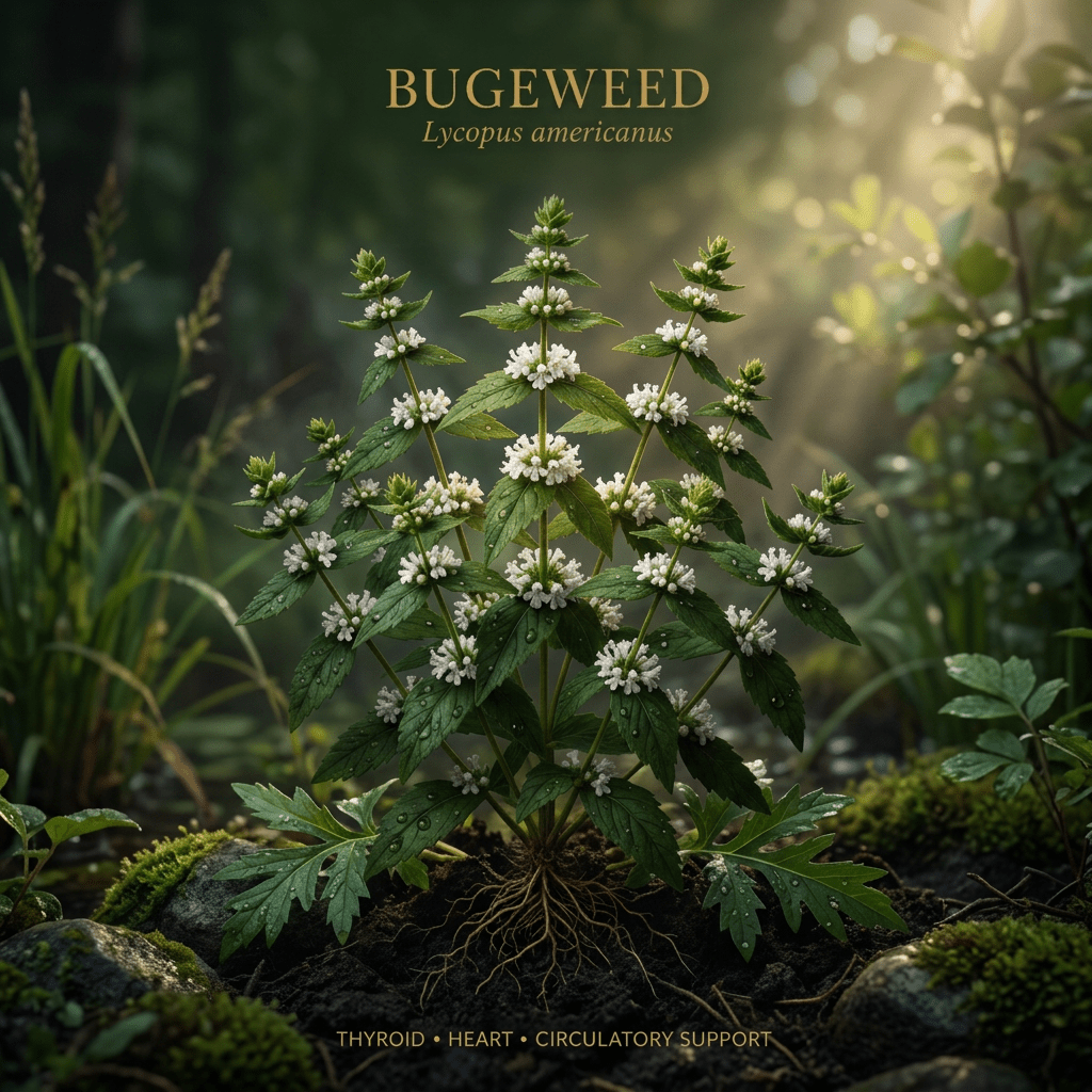 Bugleweed editorial image in golden botanical light