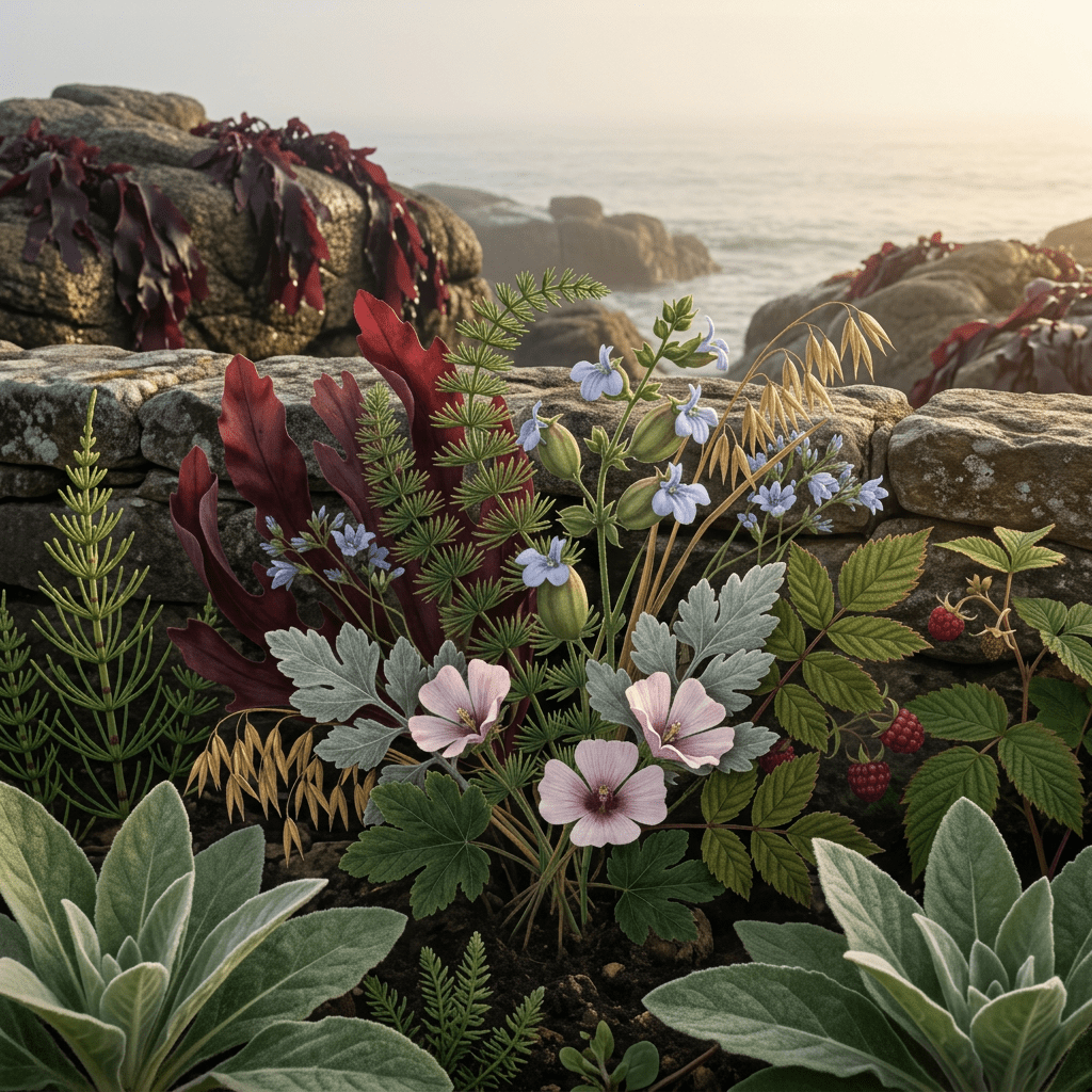 CA-W botanicals in a sheltered coastal garden