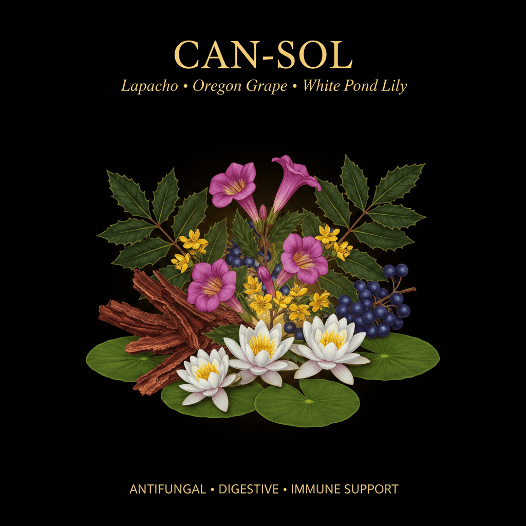Can - Sol (Reformulated) – Antifungal, Digestive & Immune Support | Lapacho, Oregon Grape & White Pond Lily, Tincture, Futures ETC