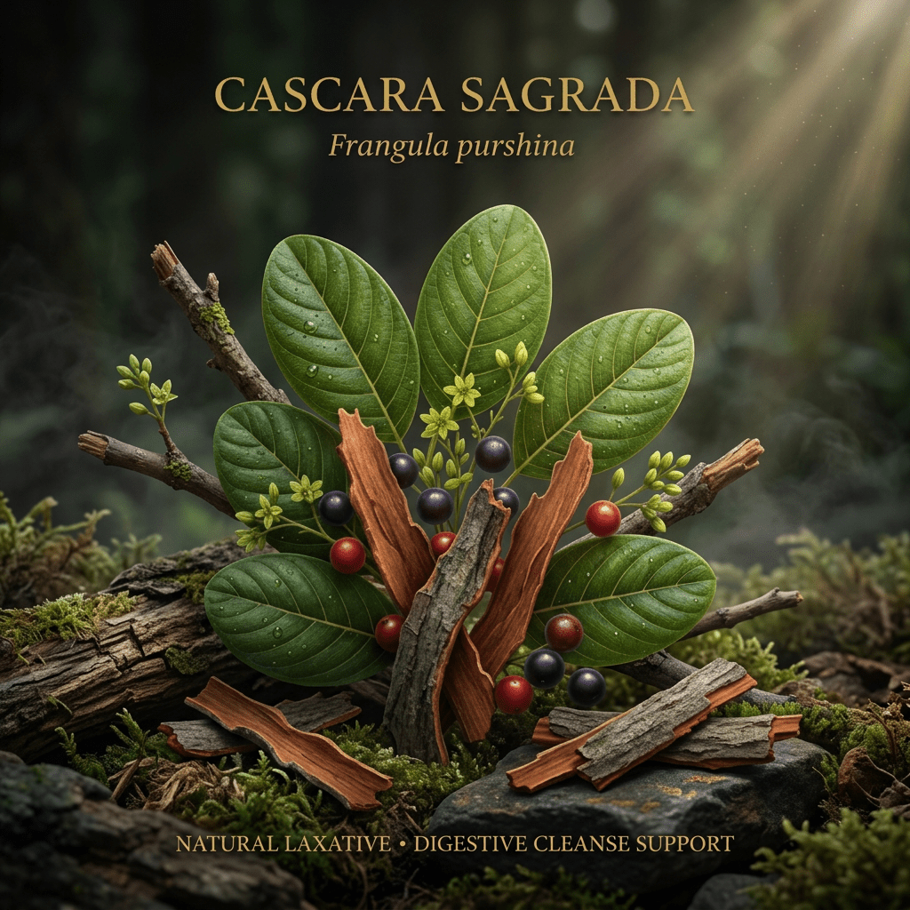 Cascara sagrada editorial image in golden woodland light