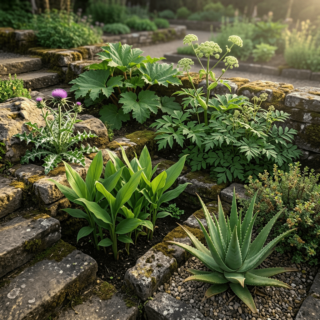 CCE-W botanicals in a terraced garden