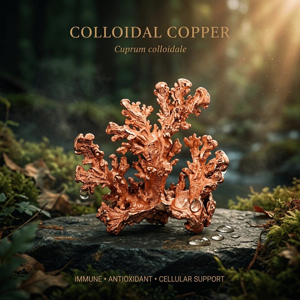 Colloidal copper editorial image in golden natural light