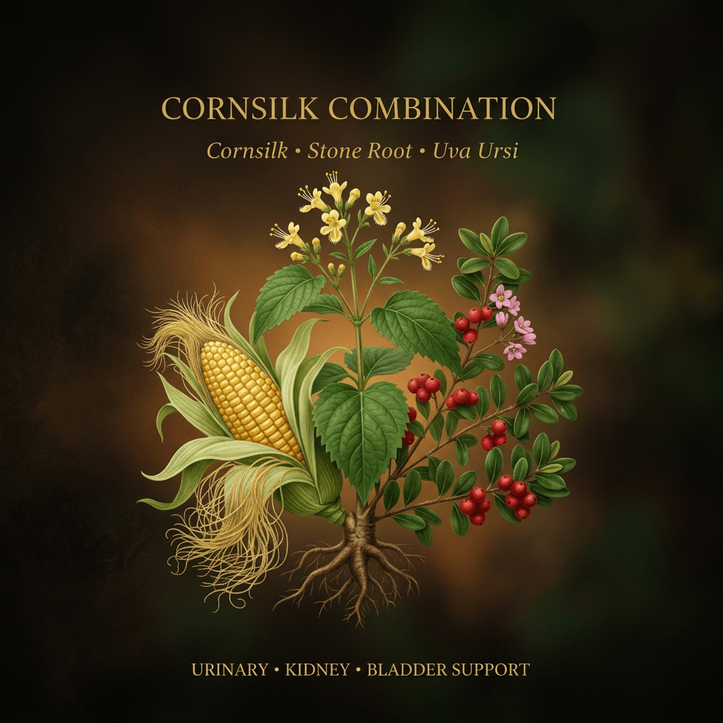 Cornsilk Combination botanical editorial image with gold serif text