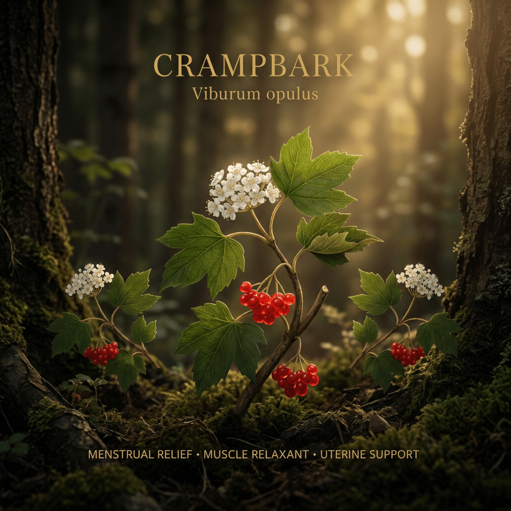 Crampbark editorial image in golden woodland light