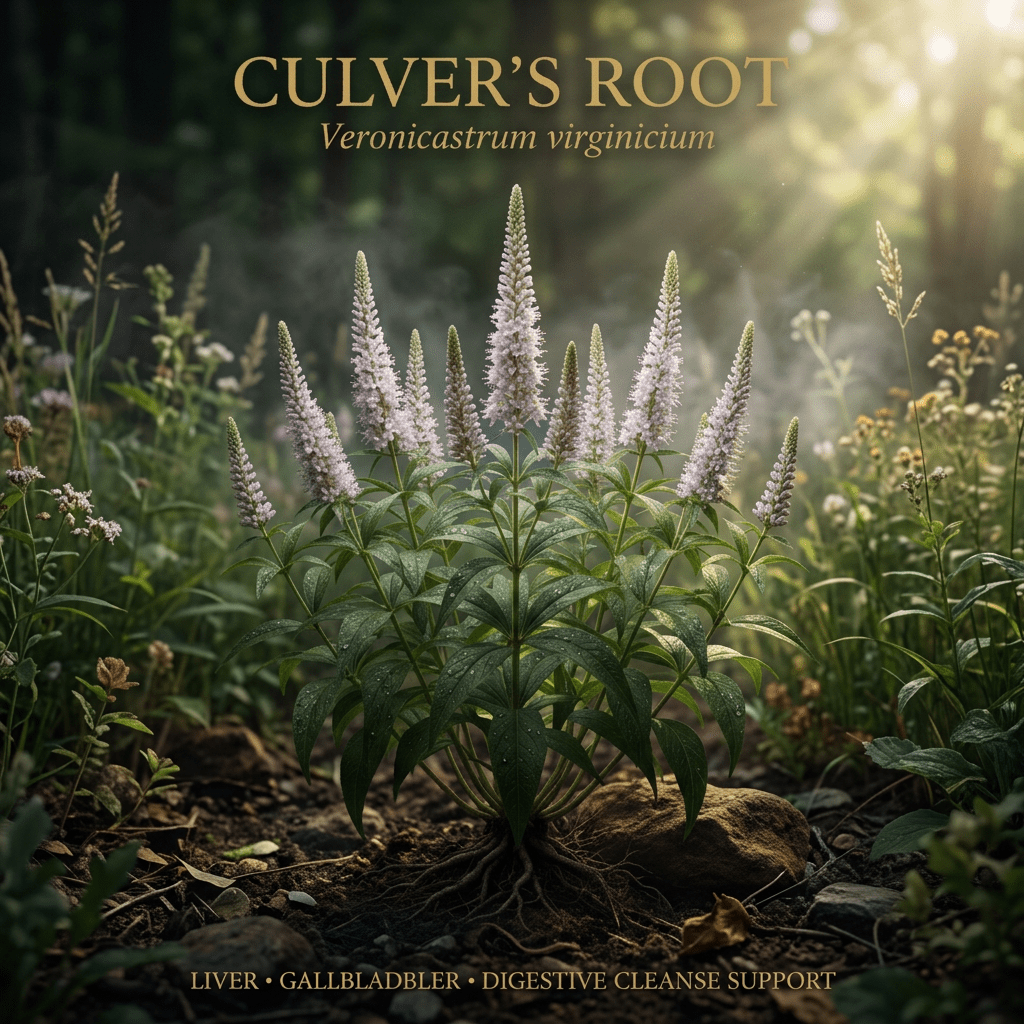 Culver’s root editorial image in golden botanical light