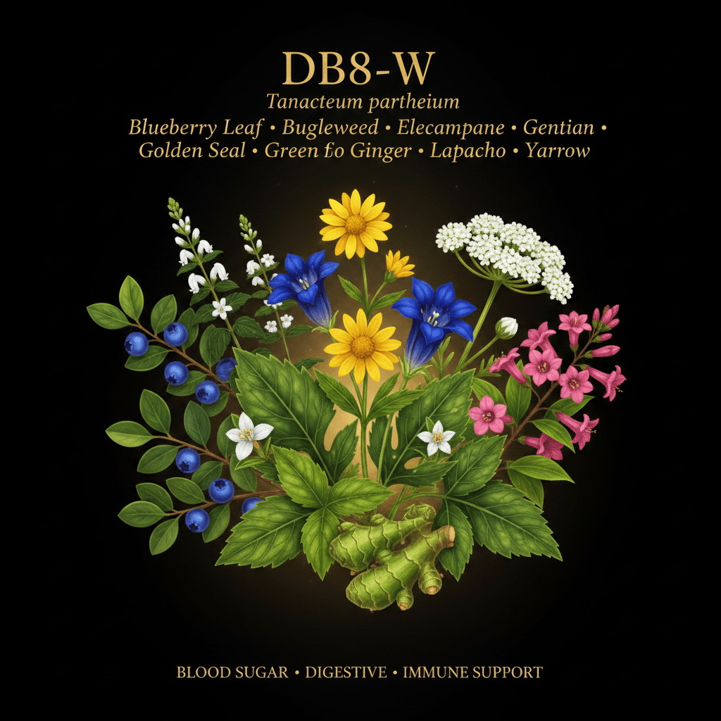 DB8 - W – Blood Sugar, Digestive & Immune Support | 8 - Herb Blend, Tincture, Futures ETC