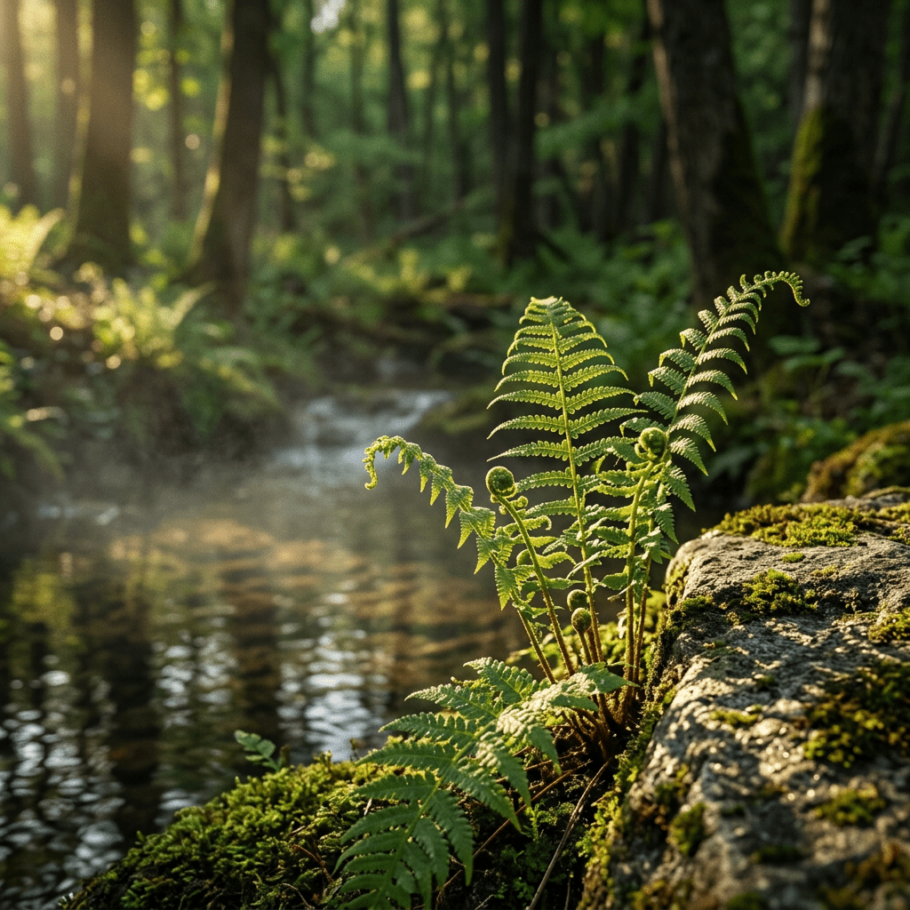 Golden-lit woodland scene inspired by Easy CoQ10