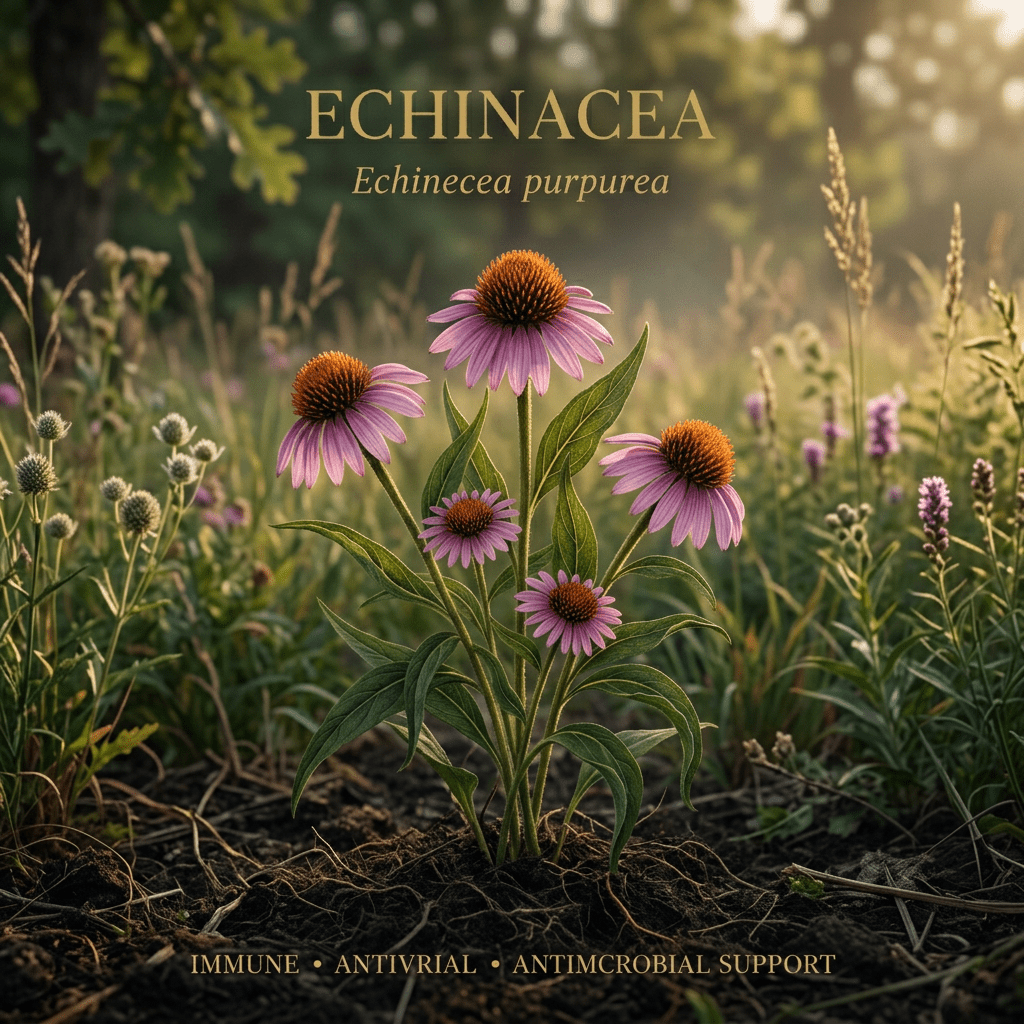 Echinacea editorial image in golden prairie light