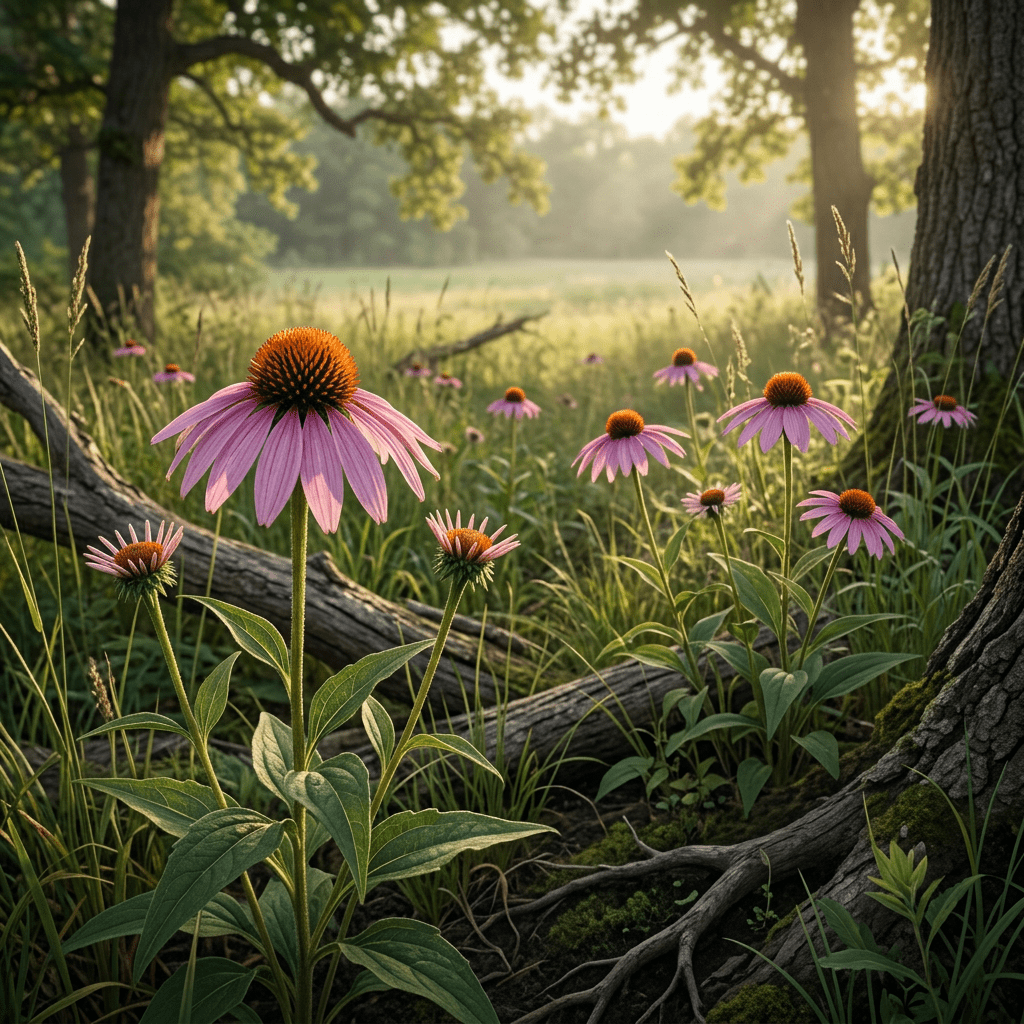 Echinacea growing at an open oak woodland edge