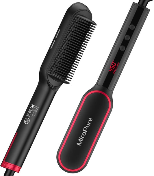 MiroPure Ionic Hair Straightener Brush – Fast, Frizz-Free Styling for All Hair Types