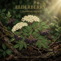 Elderberry editorial image in golden woodland light