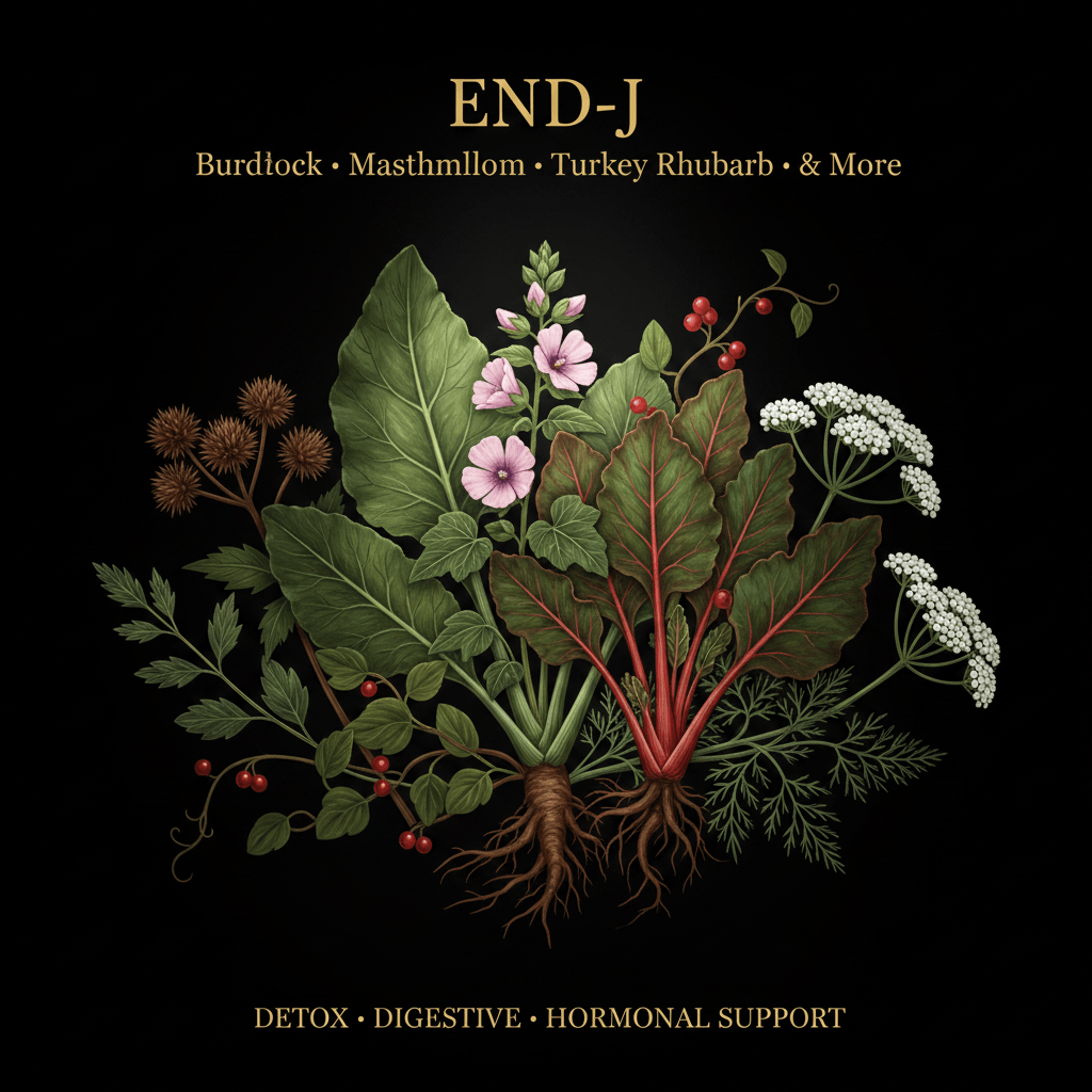 END - J – Detox, Digestive & Hormonal Support | Burdock, Marshmallow & More, Tincture, Futures ETC