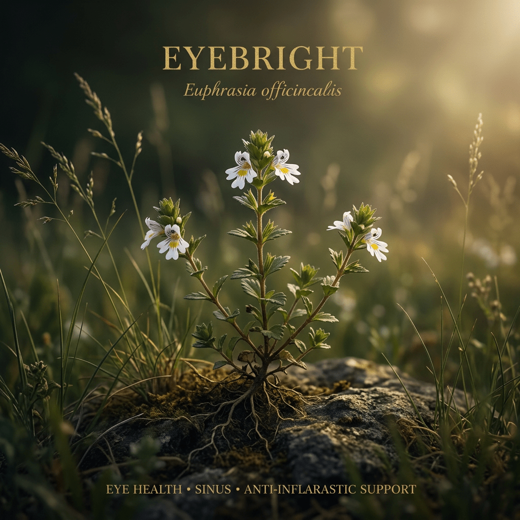 Eyebright editorial image in golden meadow light